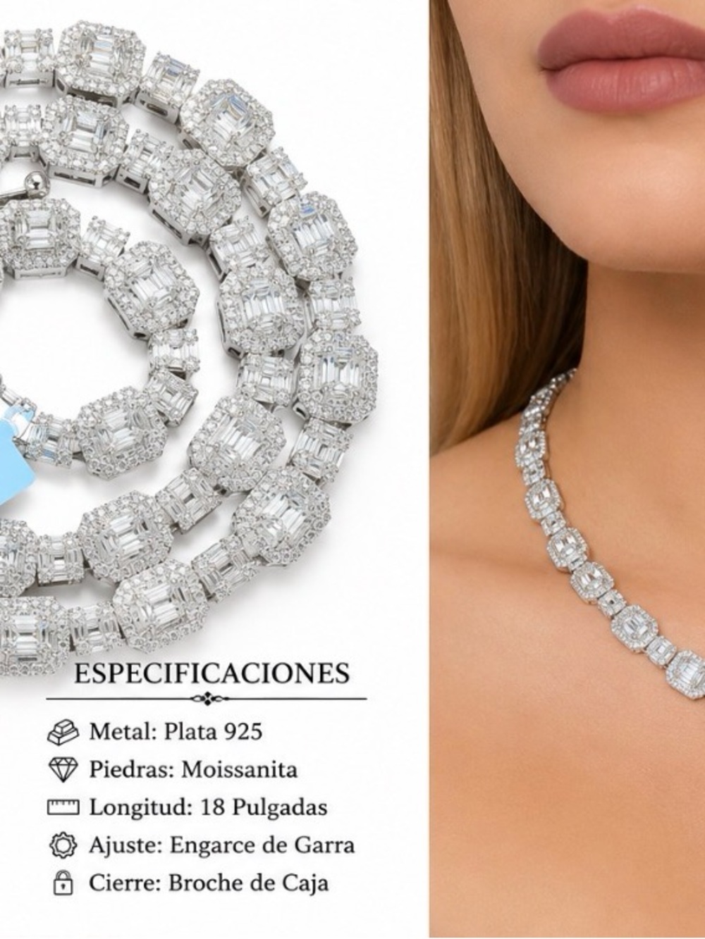 Sterling Silver Moissanite Tennis Necklace - White